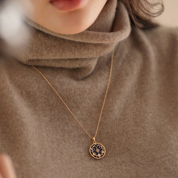 18K Gold Plated Silver Lapis Star Moon Necklace Necklaces 3