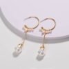Temperament Long Tassel Pearl Personality c-shaped Metal Natural Small Pearl earring girl Earrings 11