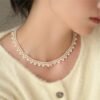 Lace Vintage Multilayer Round Lady Pearl Necklace 18K Gold Adjustable Choker Necklaces 10