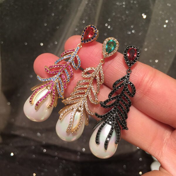Gradient Color Leaves Atmospheric Net Red Earrings Earrings 9