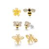 3 Styles Korean Inlaid Crystal Rhinestone Bee Earings For Women Sweet Beauty Simple Atmosphere Stud Earrings D333 Earrings 9