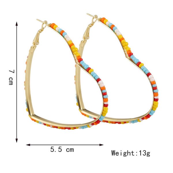 Geometric Handmade Rice Beads Heart Earrings Earrings 10