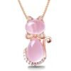 Cat Jewelry Set in Rose Gold Plate & Pink Quartz Crystal Rhinestone Earrings 10