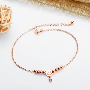 Titanium Steel Plated Rose Gold Round Bead  Anklet Accessories
