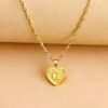 Hexagon Imitation Gold Pendant Necklace Peach Heart Necklaces 5