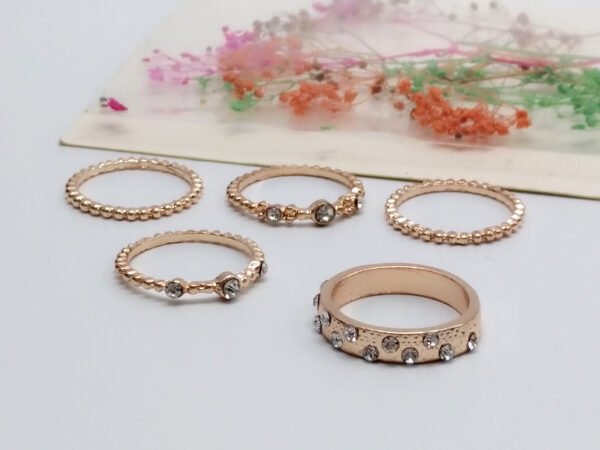 European And American Jewelry Rose Gold Stackable Diamonds Set Of Five Sets Of Rings BohemiaJ Rings 7
