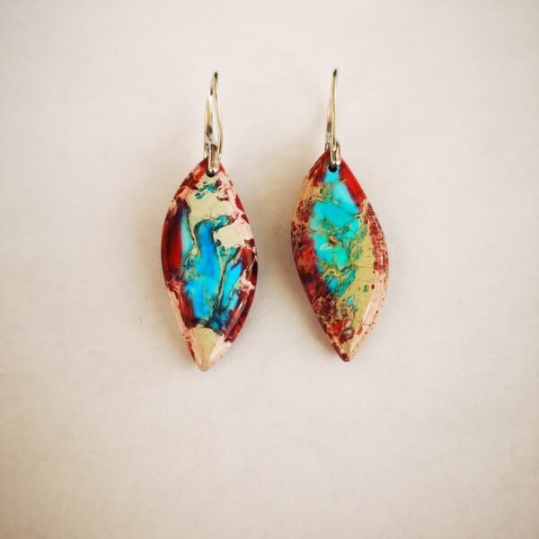 Colorful Emperor Stone Leaf Multicolor Irregular  Earrings Earrings 6