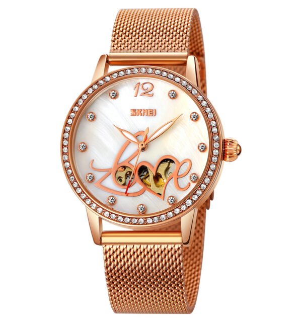 Rose Gold Luminous Watch With Mother-of-pearl Face And Diamonds watches 6
