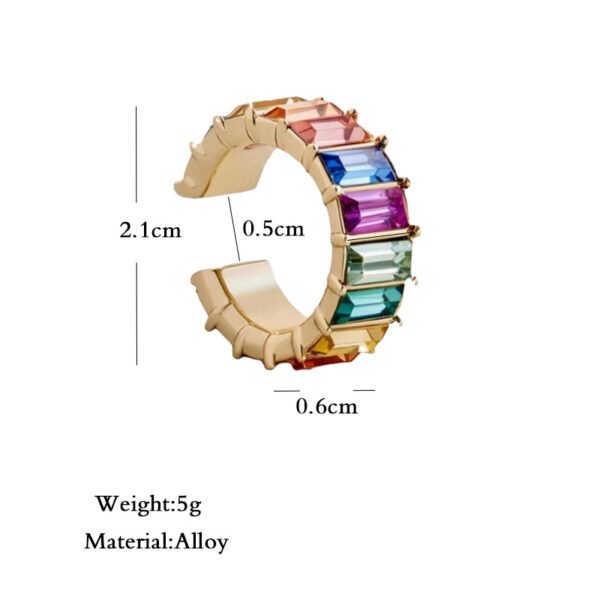 Fashion C-shaped Ear Clip With Colored Diamonds Earrings 7