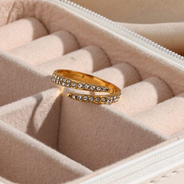 Gold-plated Diamond Personality Simple Open-end Zircon Ring Rings 11