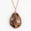Natural Quartz Opal Stone Pendants Handmade Rose Gold Color Handmade Tree of Life Wrapped Drop Shaped Crystal Pendant Necklace Necklaces 18