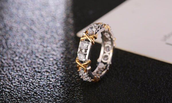 Women’s Gold Plated Sepia Set Zircon Ring Rings 12