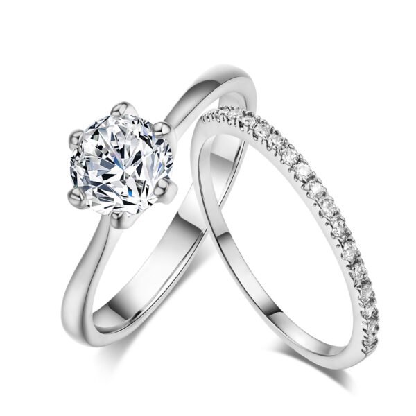 Zircon Micro Set Gold Plated Six Claw Ring Rings 5