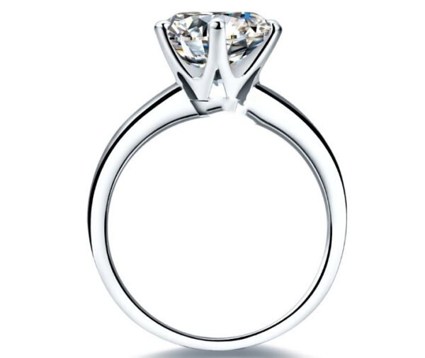 925 Silver Gold-plated Six-claw Ring With Moissanite Female T Carbon Diamond Rings 4
