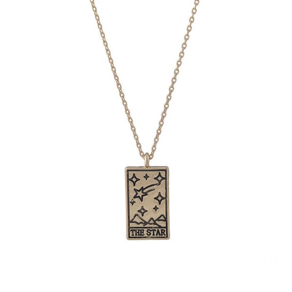 Tarot Pendant Necklace Vintage Tarot Collarbone Chain Gold Silver Necklaces 8
