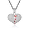 Hip Hop Copper Set Zircon Broken Heart Shape Pendant Real Gold Electroplated Couple Necklace Necklaces 15