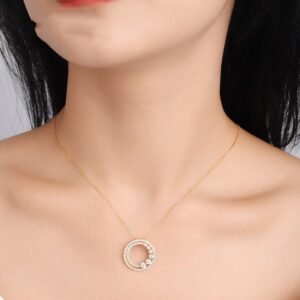 18K Gold Rose Gold Diamond Necklace Round Necklaces