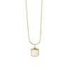 14K Gold Plated Stainless Steel Necklace Square White Jade Pendant Women’s Jewelry Necklaces 22