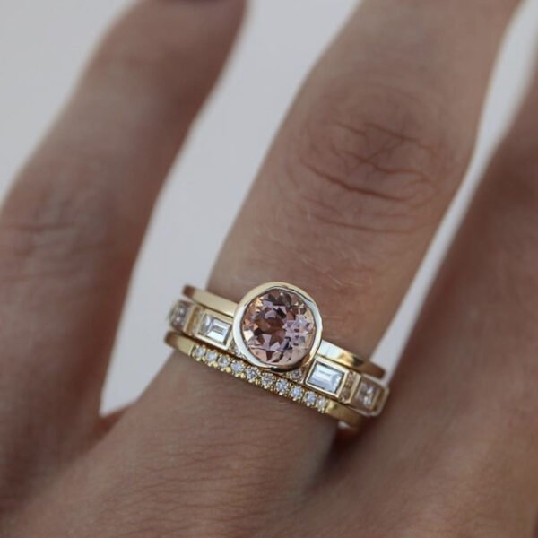 Women’s 18K Gold Champagne Ring Three-piece Set Rings 5