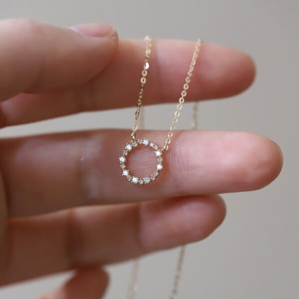 Full Diamond Circle Temperament Japanese And Korean K Gold Clavicle Chain Necklaces 6