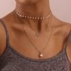 Multilayer Thin Chain Pearl And Diamond Butterfly Pendant Necklace Necklaces 8