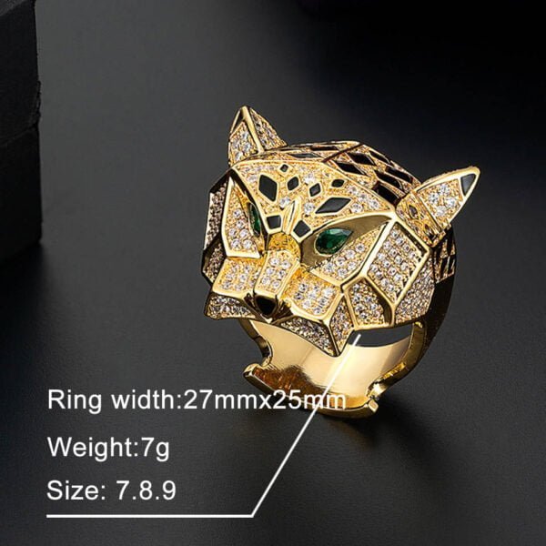 Gold And Rhodium Plating Leopard Man Rings 4