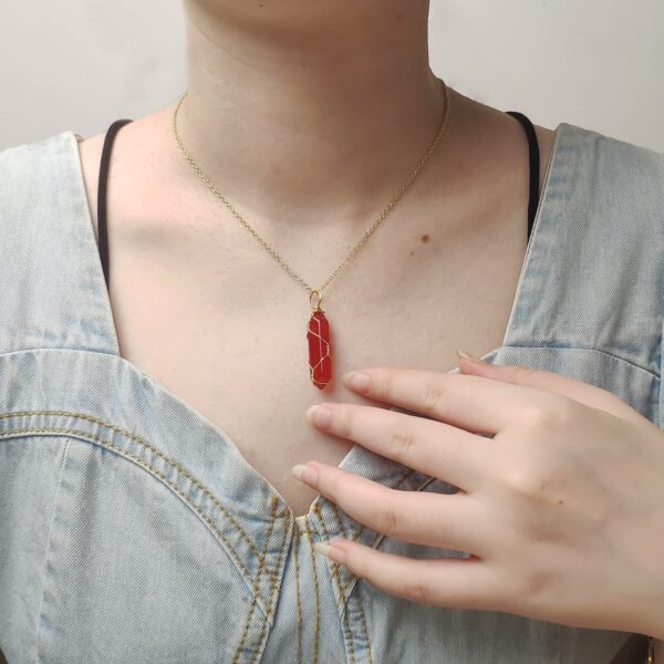 Agate Stone Crystal Pendant Simple Red Agate Necklace Necklaces 3