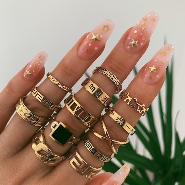 Popular Fashion Geometric Joint Ring Set Rings 6