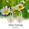 Daisy Leverback Hoop Earrings in White Gold Plated Sterling Silver Earrings 16 Daisy Leverback Hoop Earrings in White Gold Plated Sterling Silver Earrings 16
