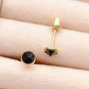 Gold Jewelry Elegant Round Diamond Screw Earrings Earrings