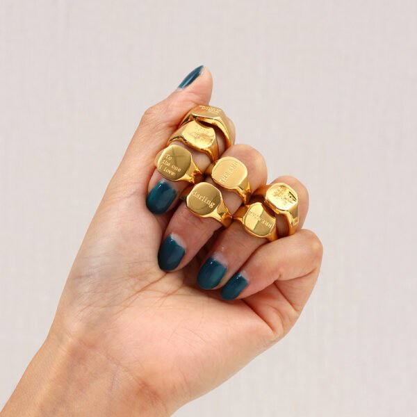 18K Gold Plated Jewelry With English Letter Ring Rings 3