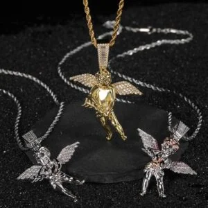 Hip Hop Arrow Wearing Wine Bottle Angel Pendant Real Gold Electroplated Copper Necklace Necklaces