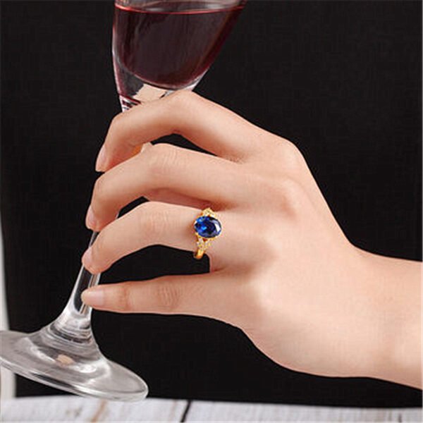 Gold-plated Sapphire Ring With Adjustable Opening And Tanzanite Diamonds Rings 8