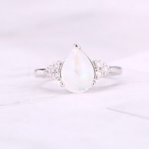 Natural Semi-Precious Moonstone Ring Simple Rings