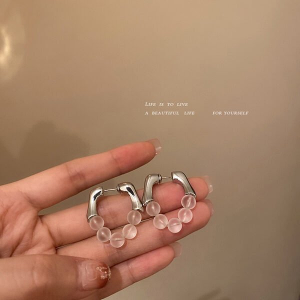 Korean Ins Wind Pearl Transparent Natural Stone Ears Earrings 4