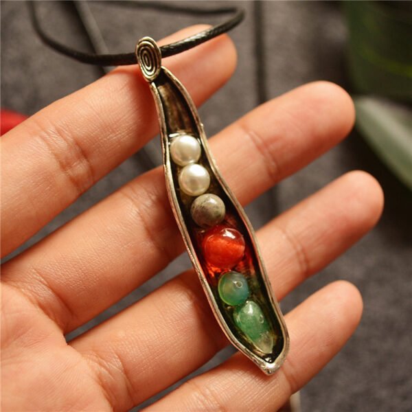 Women’s Vintage Ethnic Antique Silver Distressed Pod Long Necklace Necklaces 5