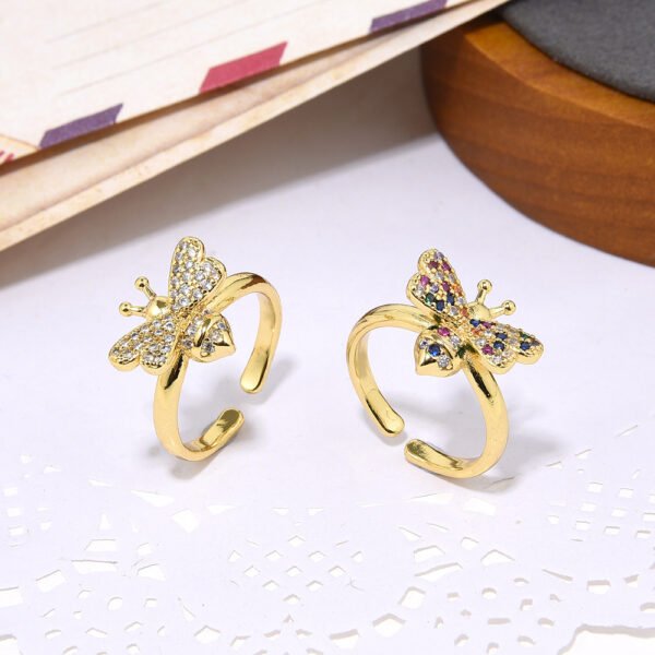 Women’s 18K Gold Micro Inlay Color Zircon Open Adjustable Ring Rings 8