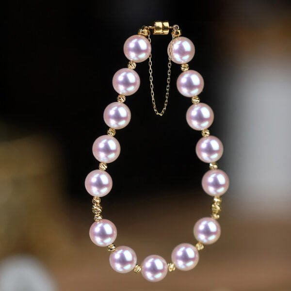 Blue Rose Laser 18K Gold Pearl Bracelet Bracelets 3