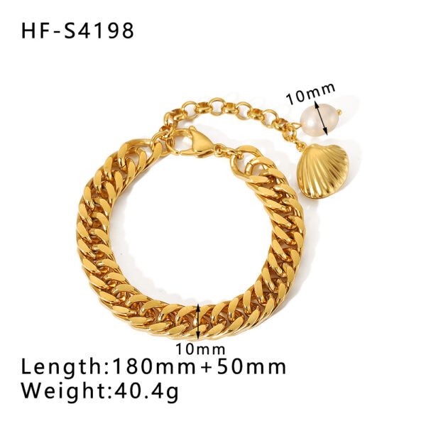 Beach Style Gold Plated Shell OT Buckle Cross Bracelet Cuban Chain Bracelets 10