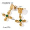 18K Gold Stainless Steel Inlaid Tigereye Cross Pendant Earrings For Women Earrings 15