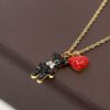 Cute Colorful Diamond Baby Bear Heart Shaped Clavicle Chain Necklaces 9