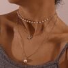 Multilayer Thin Chain Pearl And Diamond Butterfly Pendant Necklace Necklaces 11