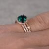 New Product 14k Rose Gold Three-piece Ring With Micro Inlaid Emeralds European And American Engagement Jewelry Rings 9