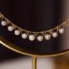 18K Gold Inlay 7-7.5mm Natural Seawater Akoya Pearl Necklace Collarbone Chain Necklaces 11