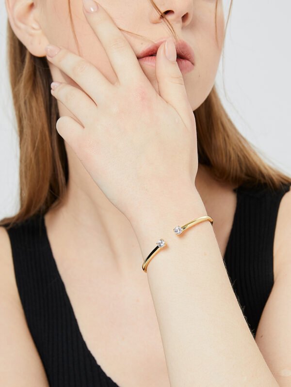 Double Zircon  Copper Plated 18K Gold Bracelet Bracelets 7