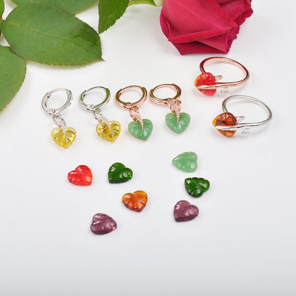 Temperament Heart-shaped Leaf Ring Female Elegant Bracelet Rings 5