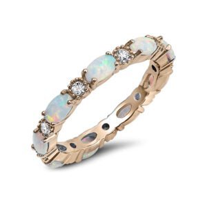 Gold Plated Zircon Oval Opal Eternity Ring BestSelling