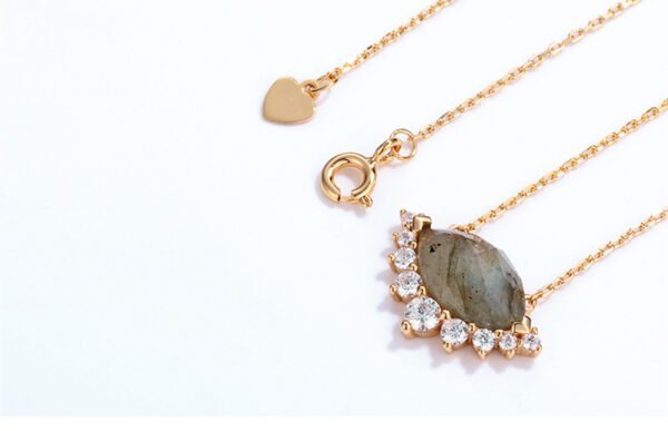 Women’s Gold Natural African Labradorite Geometric Necklace Necklaces 9