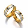 Titanium Steel Ring Between Gold ECG Love Heart Stainless Steel Rings 10