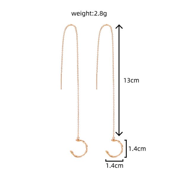 Gold Long Fringed Copper Ear Clip Ear Wire Earrings 10